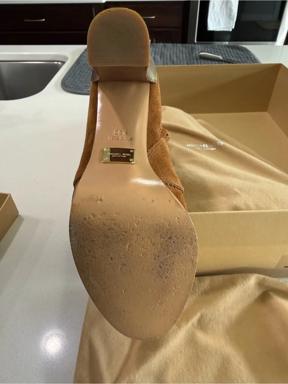 Michael Kors Chestnut Suede Tassel Lace-Up Ankle Booties